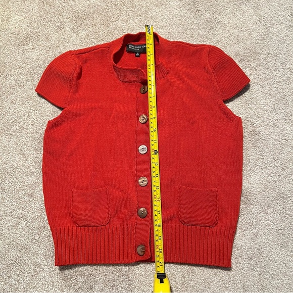 Jones New York Burnt Orange Button-Up Short Sleeve Cardigan - Picture 8 of 11